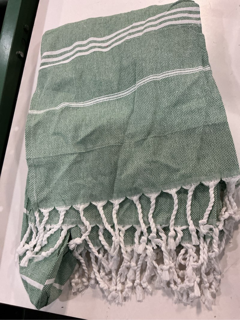Condition photo showing Good Condition for 1pcs large turkish cotton poncho towel surf poncho changing robe with hood and front pocket absorbent wearable towel hooded beach towel for adult man women beach pool and swim (green, large) large green