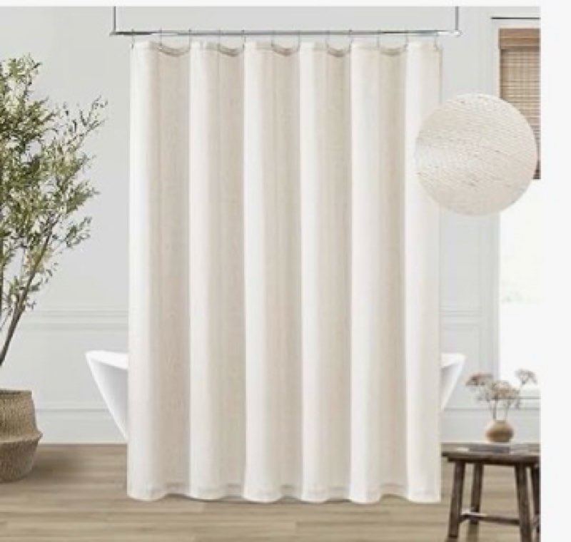 dainty home bathroom 3d lea scroll linen look bath shower curtain 70" x 72" water resistant polyeste