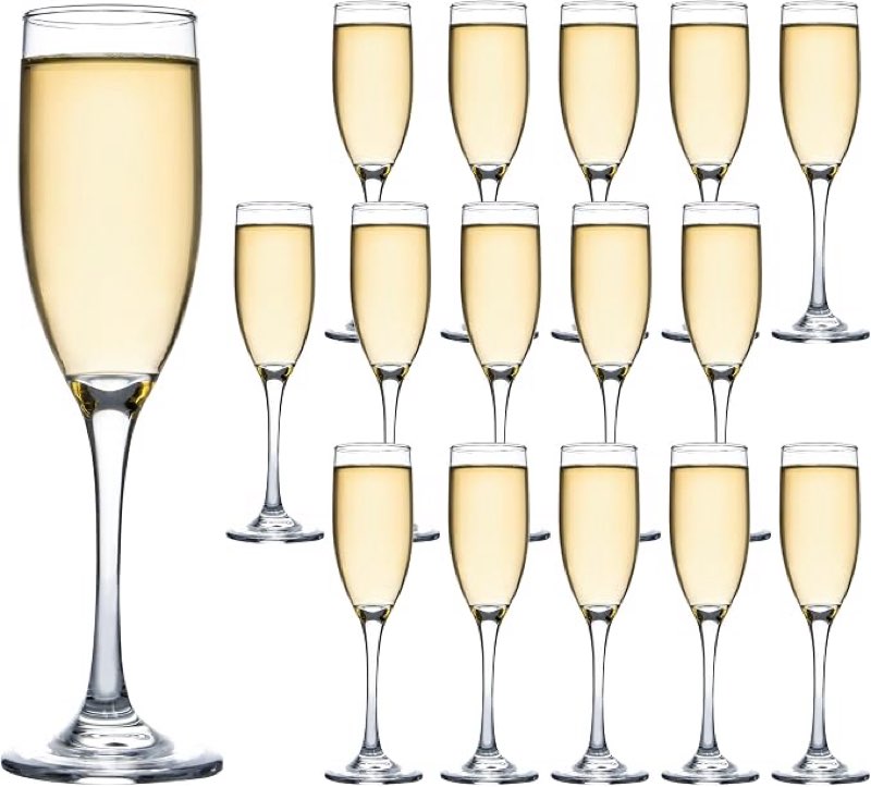 sun gkotta 16pcs champagne flutes glasses?6.7oz champagne flutes bulk with classic design,long stem 