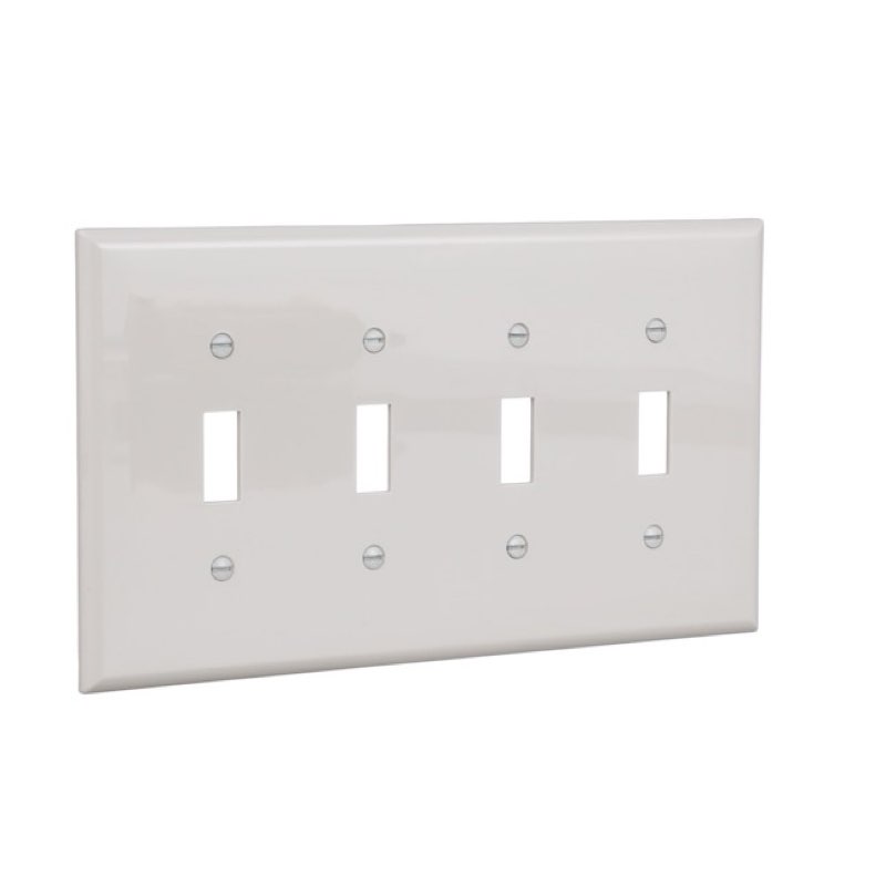 Eaton 4-Gang Midsize White Polycarbonate Indoor Toggle Wall Cover