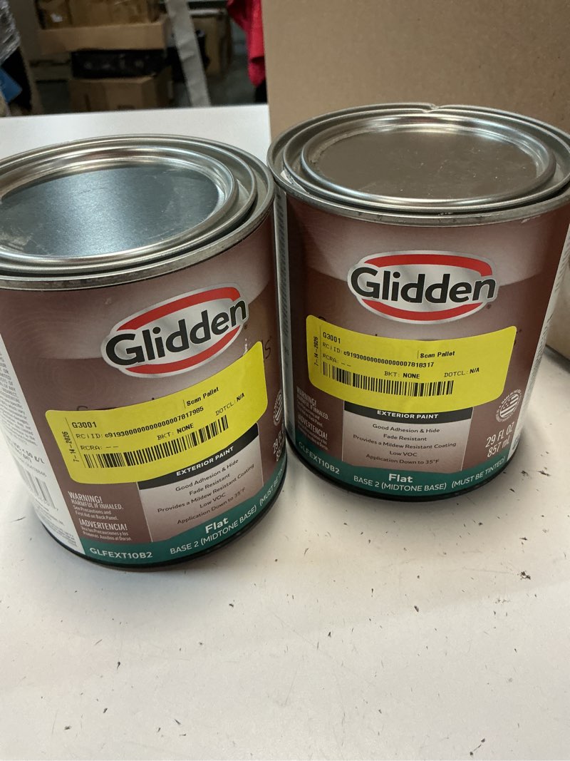 Condition photo showing New/Like New for (2 pack)glidden fundamentals tint of green / green, flat exterior paint