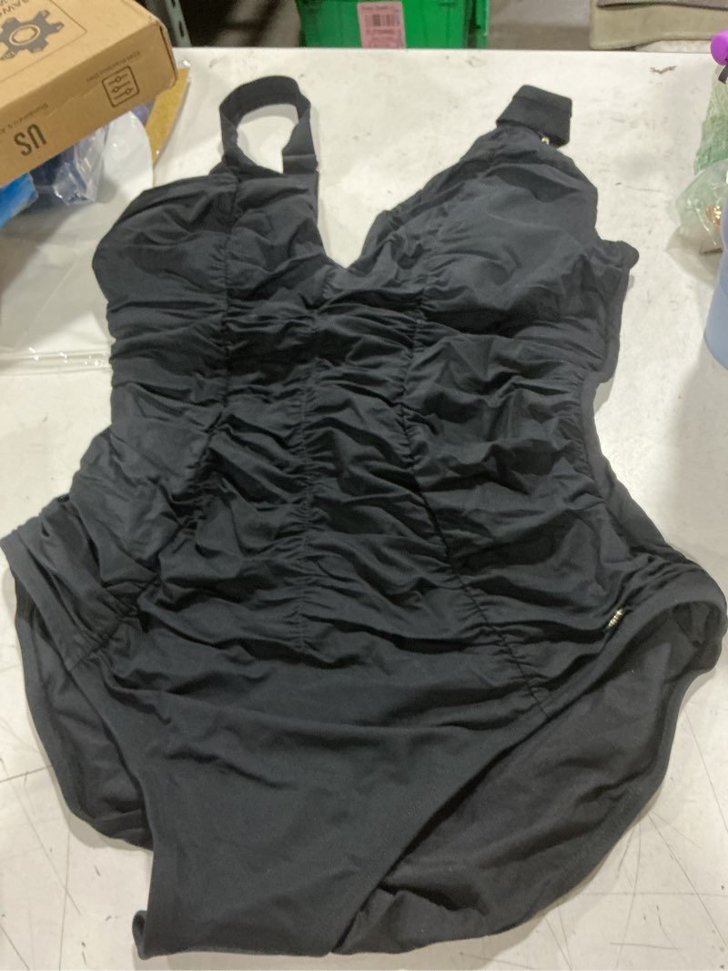 Condition photo showing Good Condition for shapellx womens one piece swimsuit tummy control ruched slimming swimwear bathing suit with adjustable lace-up back large black