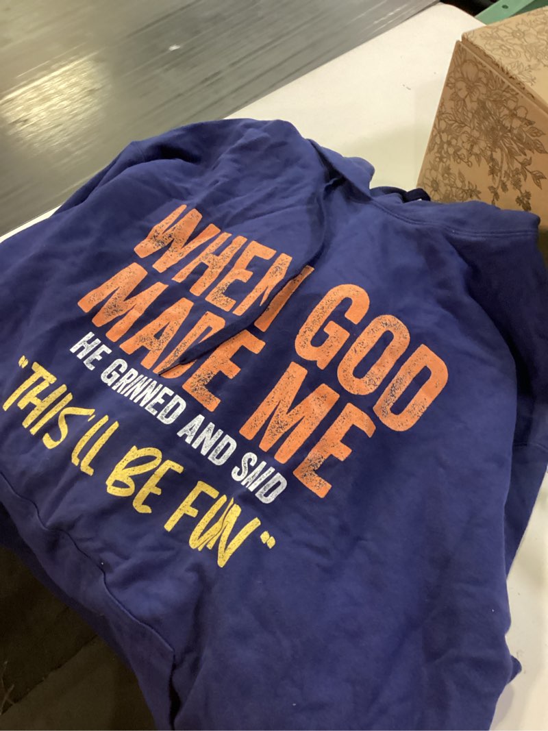 Condition photo showing Good Condition for When God made me funny Quote Pullover Hoodie