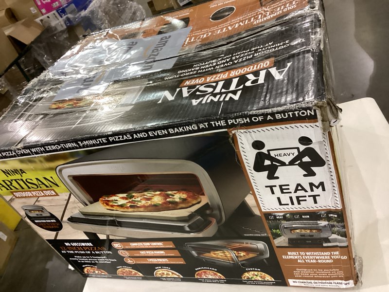 Condition photo showing Good Condition for Ninja Artisan Outdoor Pizza Oven, 12-inch, 3-minute Pizza, Neapolitan, Thin Crust, New York Chicago, Custom, 700F Max Temperature, Electric Heat, Bake, Broil, Proof, Warm, MO201