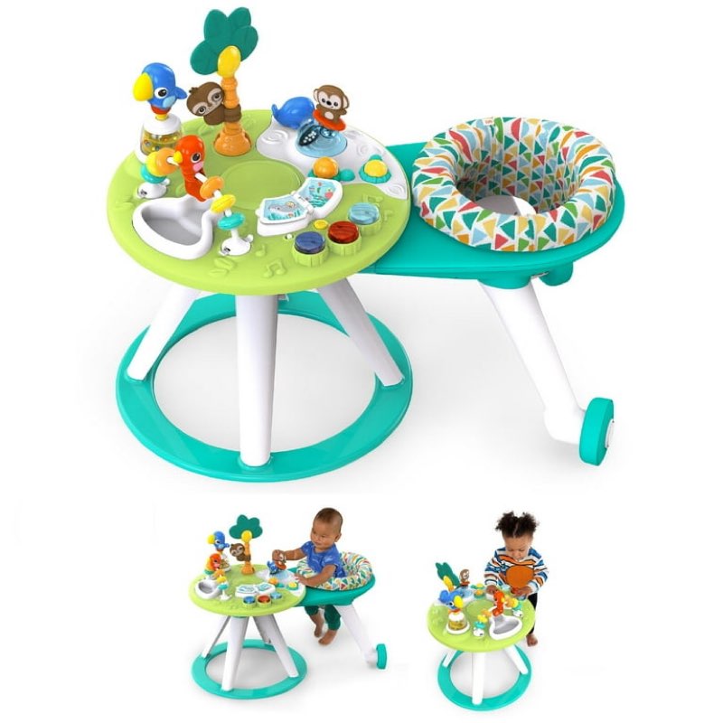 Bright Starts Around We Go 2-in-1 Walk-Around Baby Activity Center & Table, Tropic Cool, Age 6 Months+