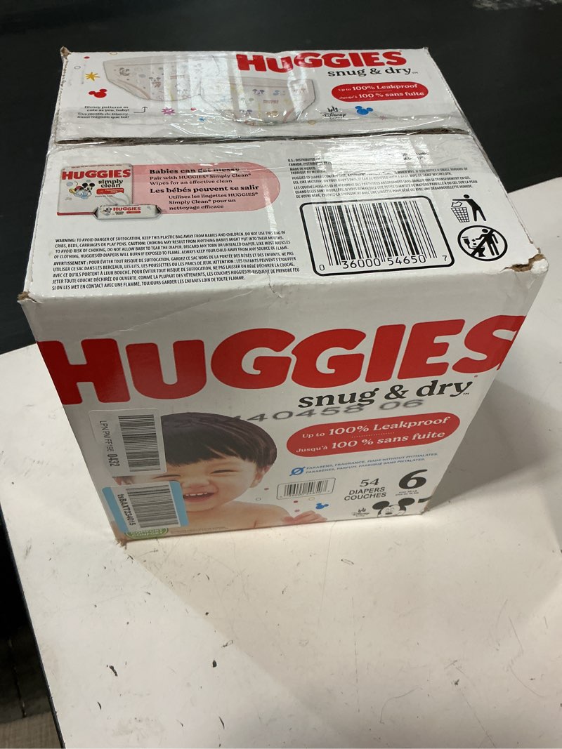 Condition photo showing New/Like New for Huggies Size 6 Diapers, Snug & Dry Baby Diapers, Size 6 (35+ lbs), 54 Count, Packaging May Vary Size 6 54