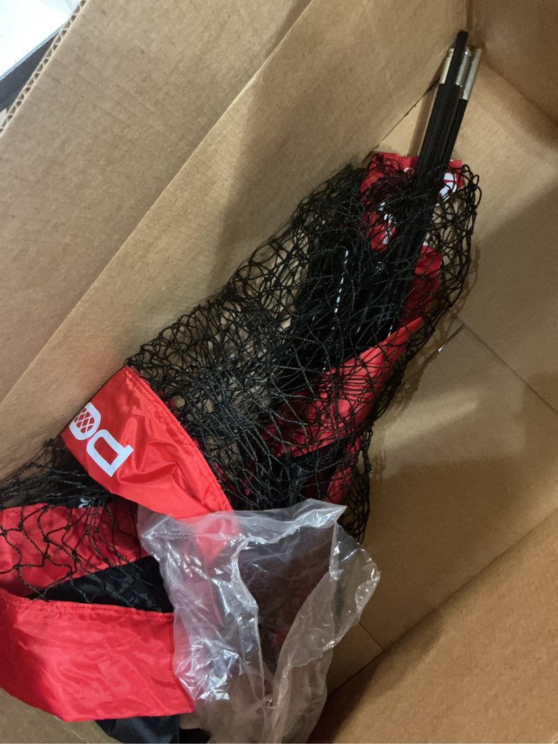Condition photo showing As Is for powernet baseball softball practice net for hitting and throwing with 7x7 bow frame red