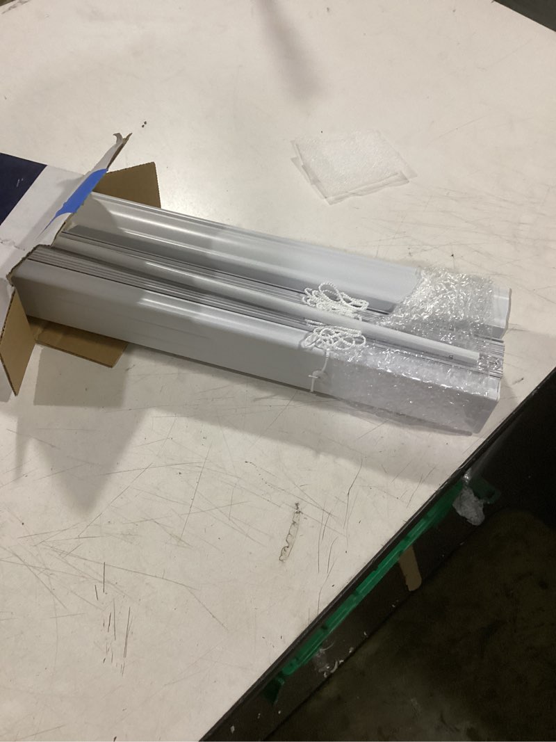 Condition photo showing Good Condition for project source premium 2-in slat width 23-in x 64-in cordless white vinyl room darkening horizontal blinds