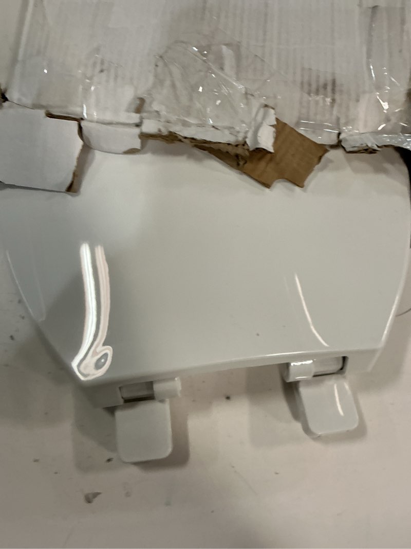 Condition photo showing As Is for Round Toilet Seat, Standard 16.5” Slow/Soft Close Round Toilet Seat for Round Toilets, No-Slam Quiet-Close Lid, Easy-to-Install, White, Durable Never-Loosen Design White Round(Standard)