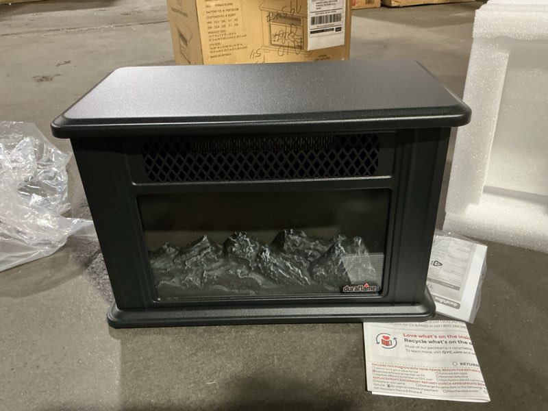 Condition photo showing Good Condition for Duraflame tabletop electric fireplace with flame effect dfs-559-01 BLACK