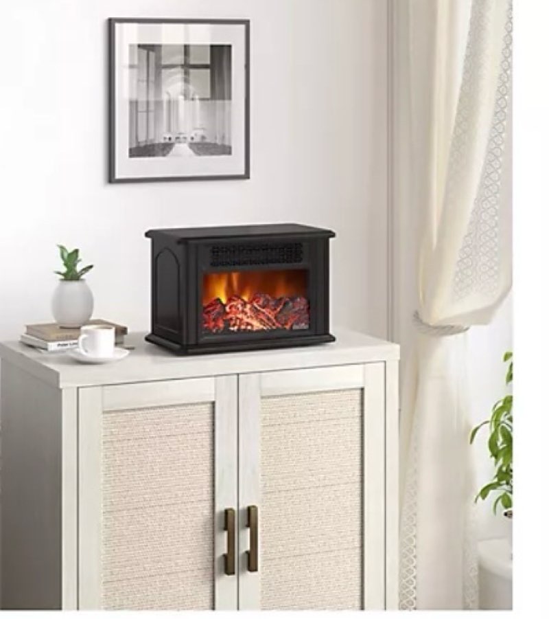 white duraflame tabletop electric fireplace w/ flame effect