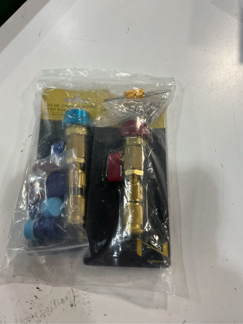 Condition photo showing Good Condition for 31pcs r134a valve core quick remover installer tool set, high low pressure ac valve core removal tool with r134a valve core ac service port cap valve stem kit for refrigerant air conditioner system