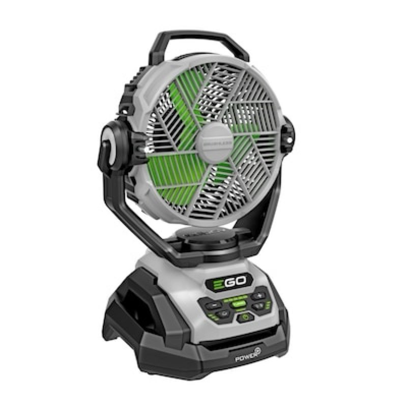 ego 10-in high velocity indoor/outdoor oscillating misting jobsite fan, battery