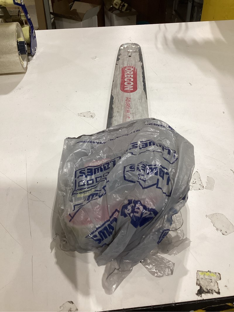 Condition photo showing As Is for oregon 20-in chainsaw bar (includes chain)