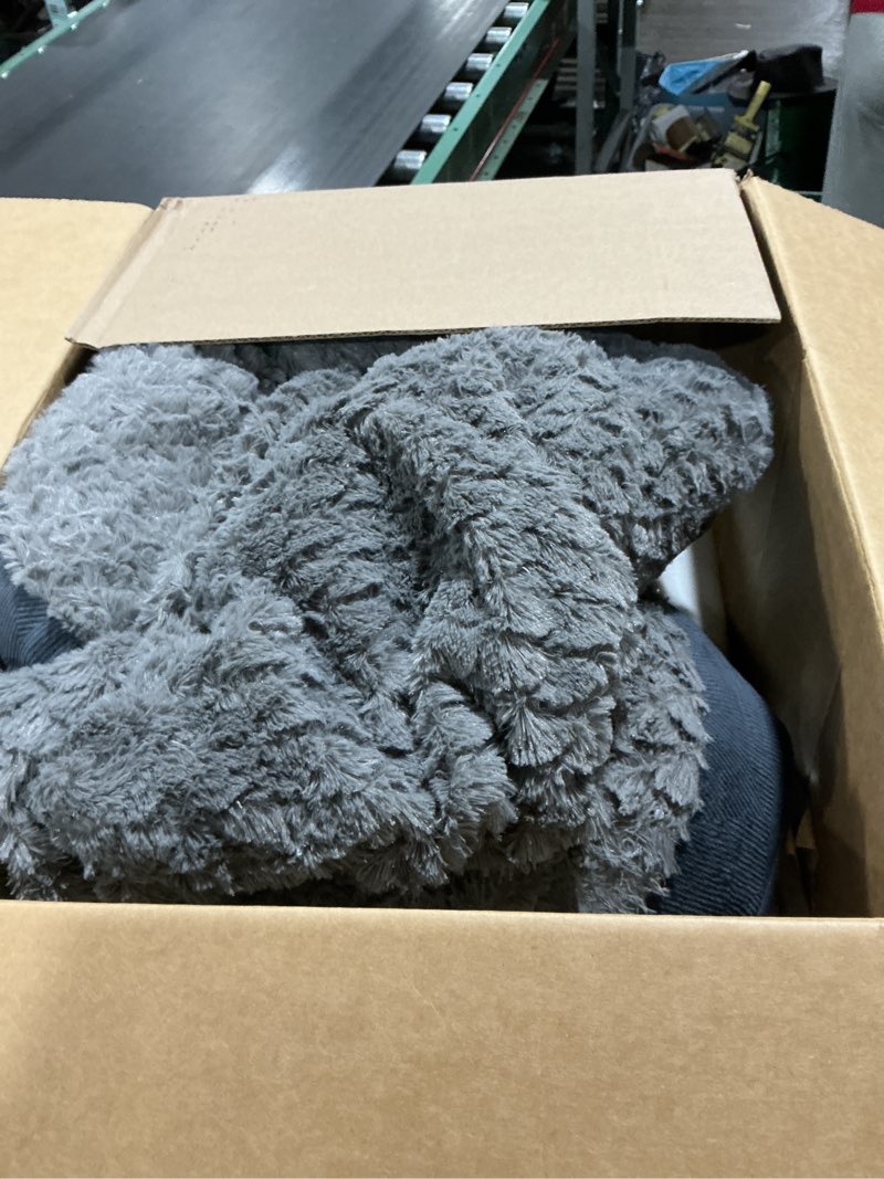 Condition photo showing As Is for Bedfolks Calming Donut Dog Bed, 36 Inches Round Fluffy for Large Dogs, Anti-Anxiety Plush, Machine Washable (Dark Grey, Large) 36.0"L x 36.0"W x 8.0"Th Dark Grey