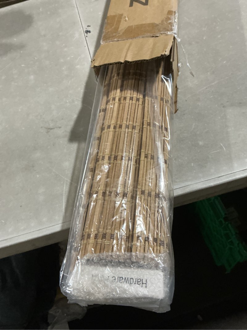 Condition photo showing Good Condition for smonter bamboo roman shades for windows-cordless wooden woven blinds light filtering bamboo roll up shades uv protection and easy set up for door and countryhouse, 32" w x 64" h, squirrel 32"w x 64"h squirrel