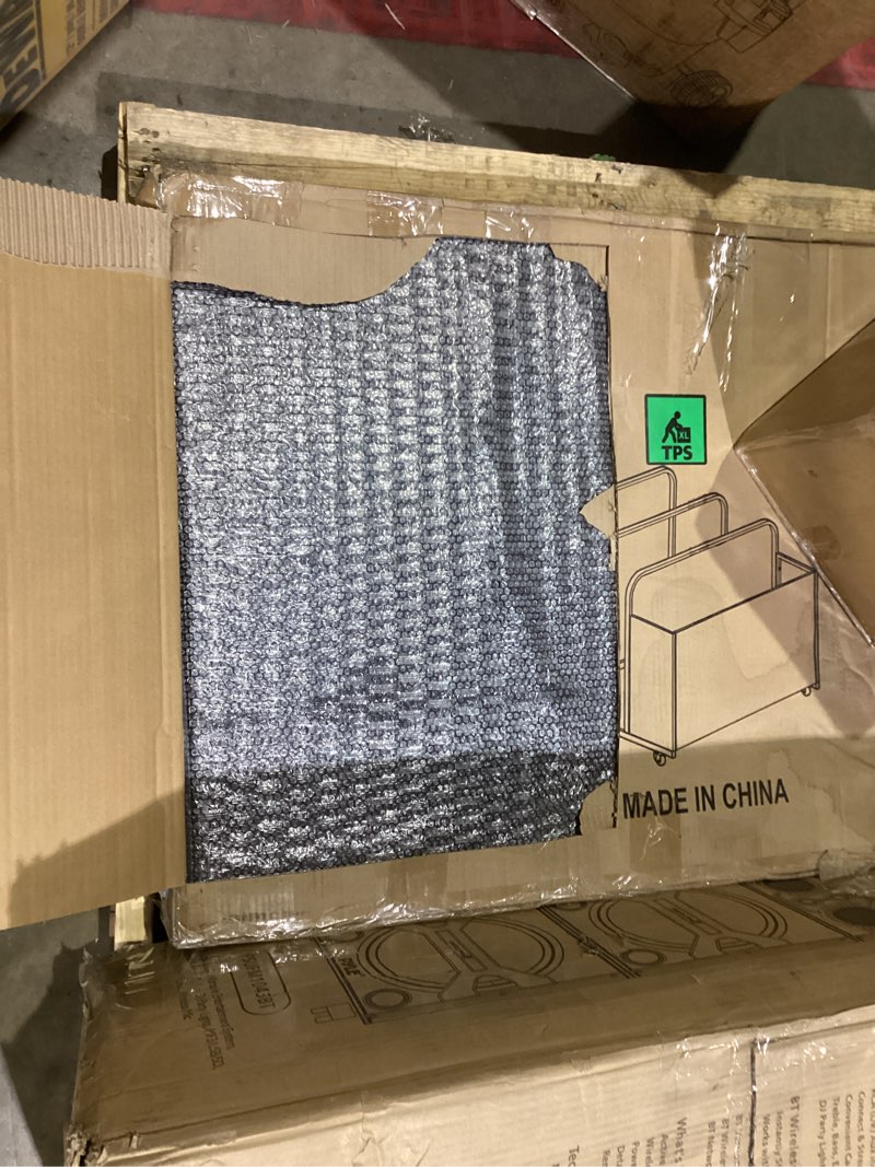 Condition photo showing As Is for Rolling Poolside Float Storage, Pool Storage Bin, Outdoor Storage Organizer PE Rattan Pool Towel Rack for Floaties, Pool Accessories and Patio furniture Black