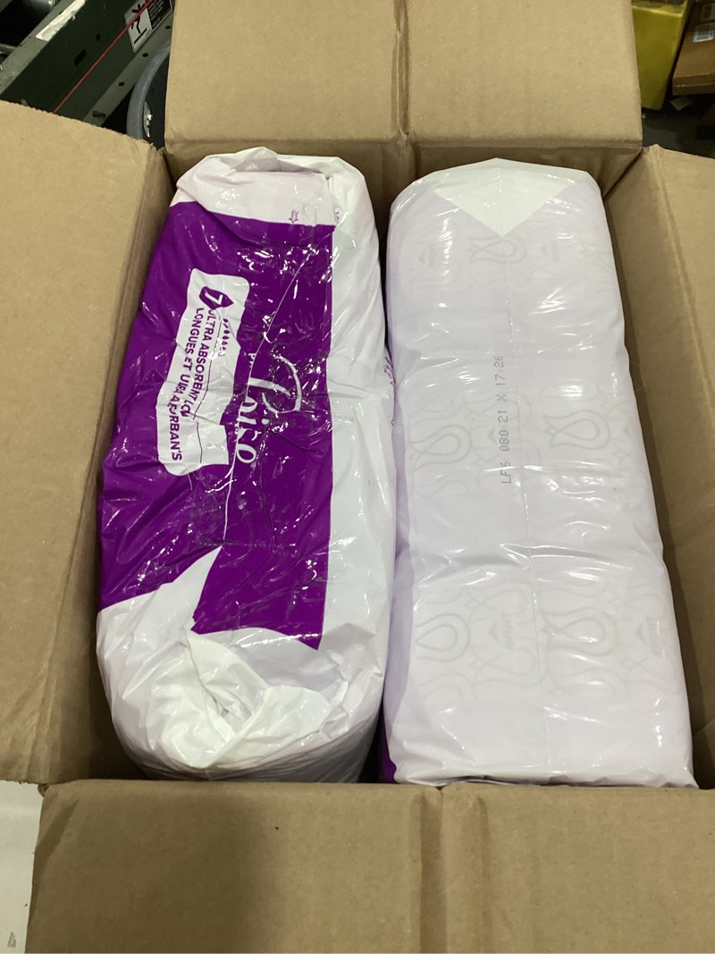 Condition photo showing As Is for poise incontinence & postpartum pads for bladder leaks, 7 drop ultra absorbency, long length, 78 count, packaging may vary long 78