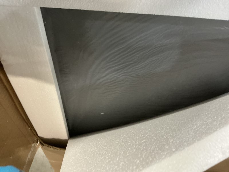 Condition photo showing Good Condition for okpal 30x36 bronze bathroom wall mirror, modern brushed metal framed mirror for vanity, bronze rounded rectangle, anti-rust, tempered shatterproof (horizontal/vertical) brushed bronze 30"l x 36"w
