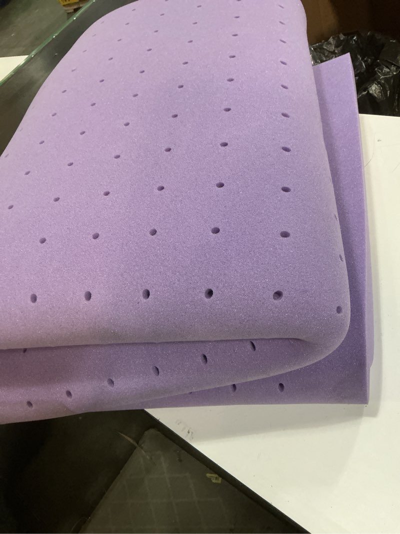 Condition photo showing As Is for bdeus 2 inch mattress topper, cooling gel memory foam bed topper for pressure relief and back pain, certipur-us certified, dorm essentials, twin (purple) twin 2 inch