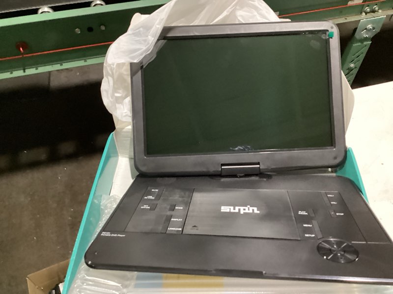 Condition photo showing Good Condition for sunpin 17.9" portable dvd player with 15.6" large hd swivel screen, 6 hours rechargeable battery cd player support av in&out/usb/sd card/sync tv, region-free dvd player with remote controller, black