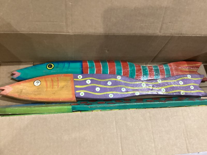 Condition photo showing Good Condition for black forest decor recycled wood fish wall art - set of 4, ready to hang, 22" w x 3 1/2" h