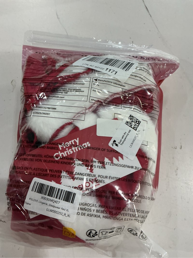 Condition photo showing New/Like New for RSLOVE Christmas Lingerie for Women Sexy Santa Lingerie Set Babydoll Chemise Sleepwear X-Large Christmas Red