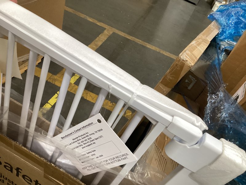 Condition photo showing Good Condition for cumbor 34" extra tall baby gate for stairs, hardware mounted (drill required), expandable 31.6-48" no bottom bar dog gate indoor for larger pets, large walk thru door for easy access (white)