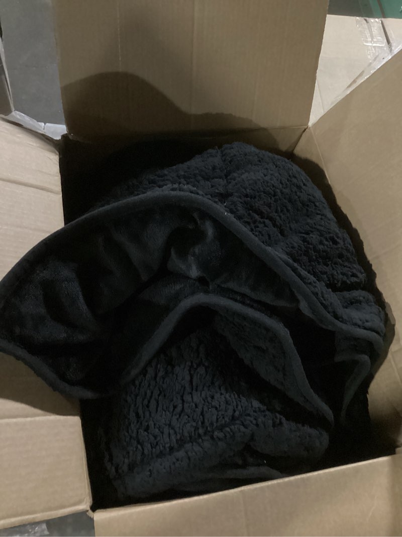 Condition photo showing As Is for sivio weighted blanket for adult, 15 lbs sherpa heavy throw with fleece reversible, queen size, weighted blanket for men and women deep sleeping, 60 x 80inches dual sided black 60 x 80in, 15lbs black