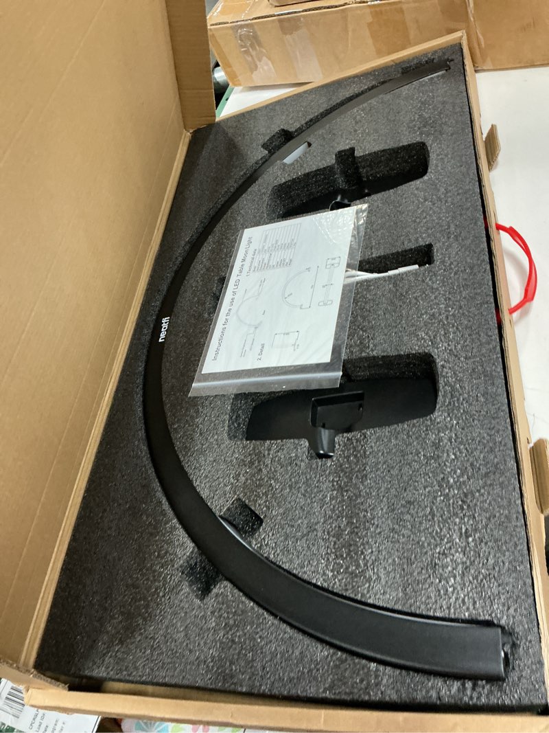 Condition photo showing As Is for Neatfi Half Moon LED Table Lamp for Estheticians, Nail Tech, and Cosmetician, 1600 Lumens, Dimmable, 3 Light Modes, 40W, 2700K-5600K, for Nail Art, Facial, Waxing, Threading and Tattoo (Modern, Black)