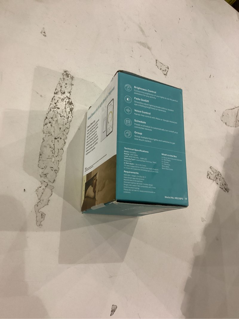 Condition photo showing As Is for Kasa Smart Dimmer Switch HS220P3, Single Pole, Needs Neutral Wire, 2.4GHz Wi-Fi Light Switch Works with Alexa and Google Home, UL Certified,, No Hub Required, 3-Pack White, Alexa Compatible 3 Pack