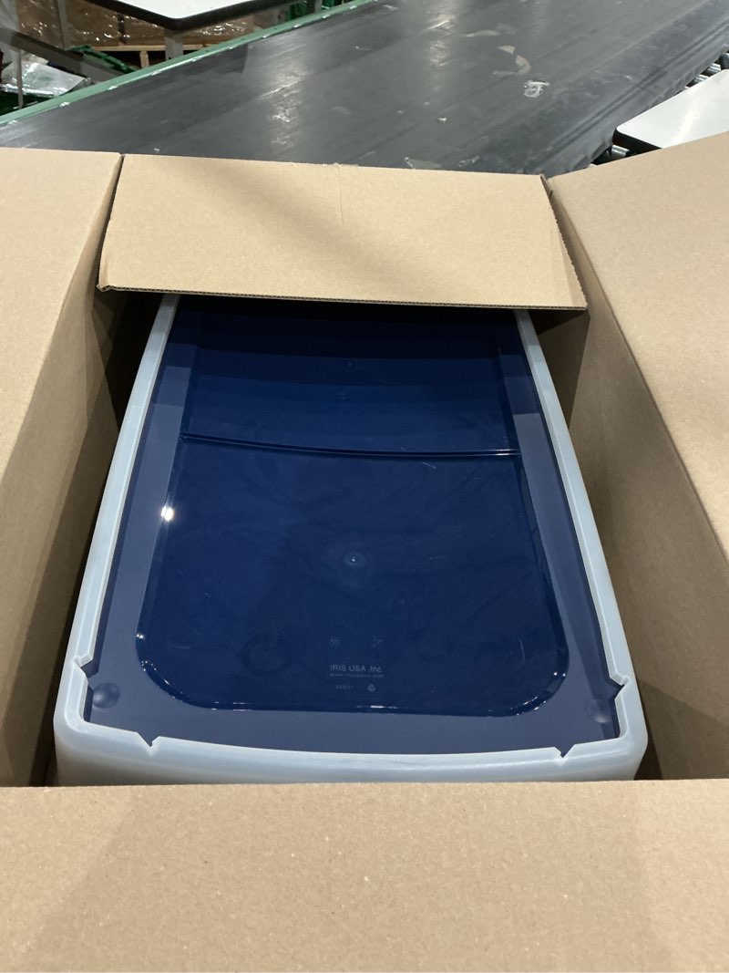 Condition photo showing Good Condition for iris usa cat litter box xx-large open top with high sided walls tall scatter shield scoop included easy clean plastic pan for big cats kittens multi-cat households 30"l x 20"w x 14"h navy xxl navy