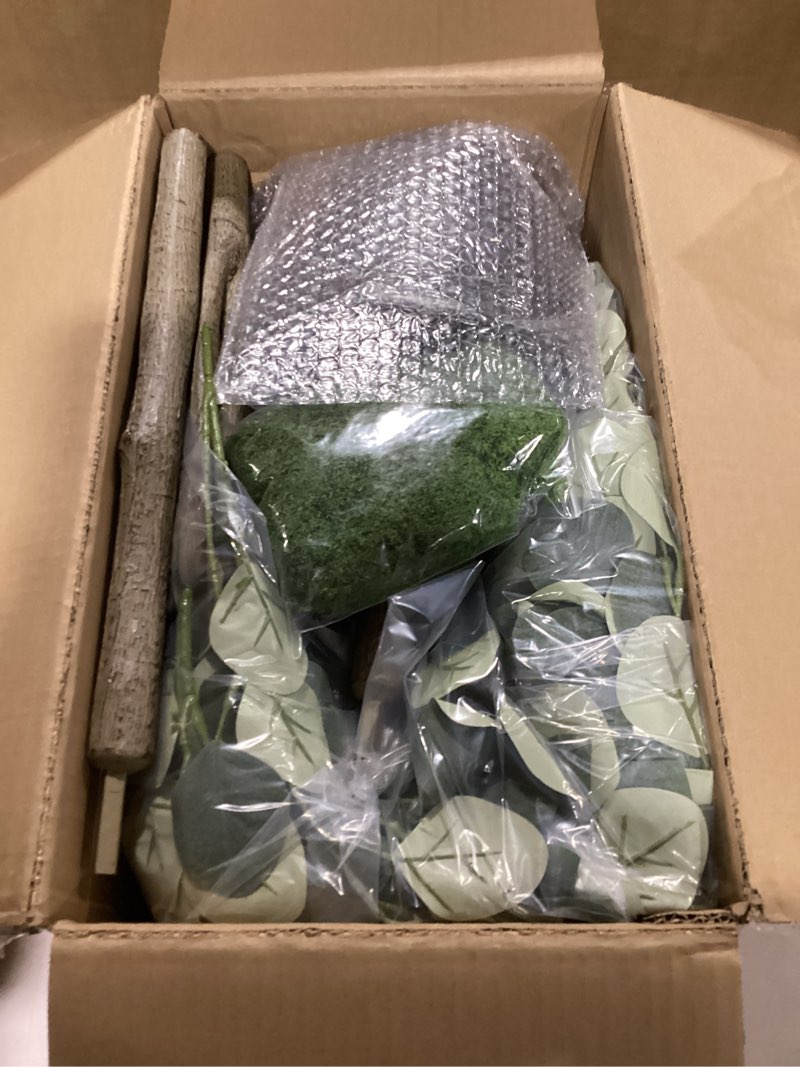 Condition photo showing Good Condition for Goabroa Eucalyptus Tree Artificial, 6FT Tall Large Fake Plant for Indoor Home Decor, Faux Eucalyptus Tree for Living Room, Bedroom, Entryway