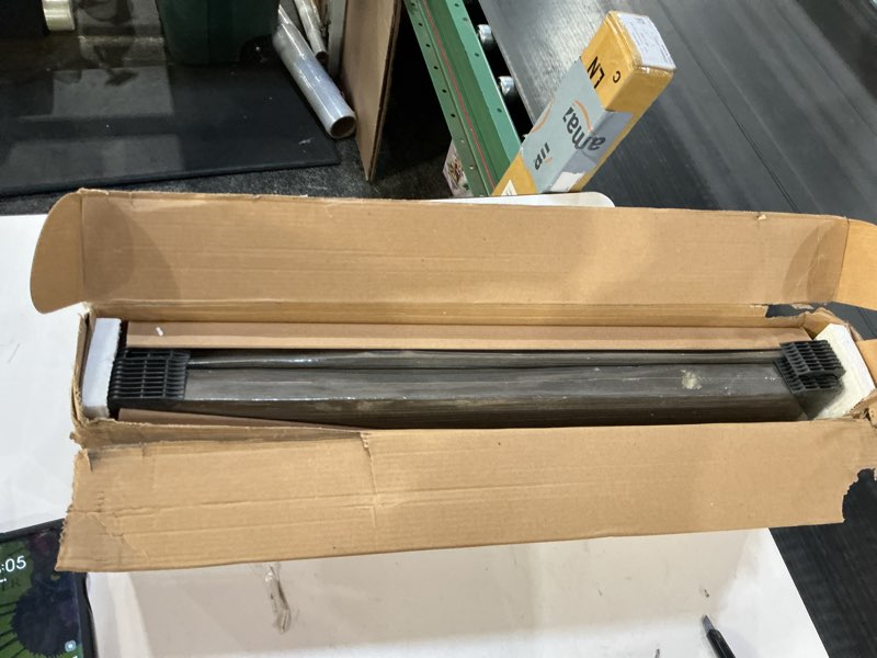 Condition photo showing New/Like New for Axeman Floating Shelves for Wall, 24''W x 8'' D Rustic Solid Elm Wood Wall Shelves for Storage, Wall Mounted Display Shelving with Invisible Heavy-Duty Metal Bracket (Grey, 2PCs)