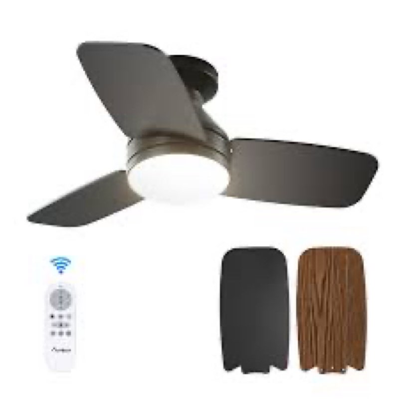 amico ceiling fans with lights, 30 inch low profile ceiling fan with light and remote control, flush