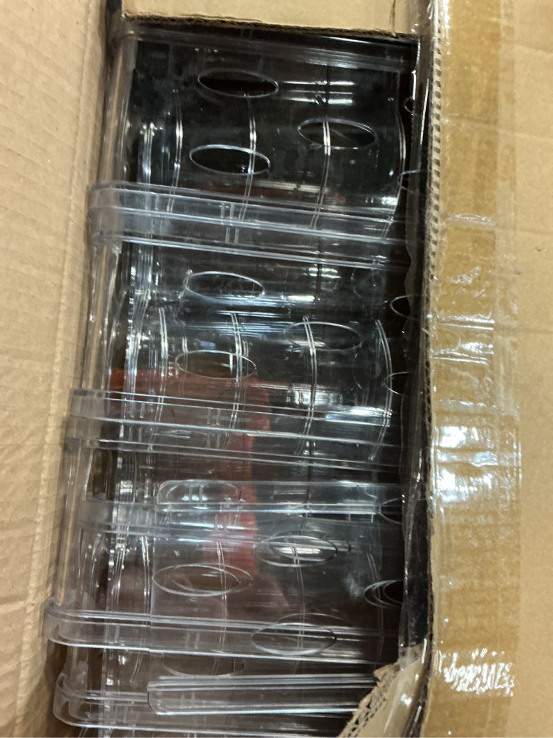 Condition photo showing Good Condition for ieek plastic stackable bottle storage holder rack holds 16 bottles,free-standing water bottle/wine and drink organizer shelf for kitchen cabinet,fridge,countertop,pantry,freezer,4 packx4 bottles,clear 4 tier-holds 16 bottles