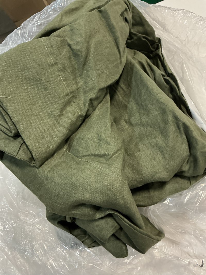 Condition photo showing As Is for european linen true blackout curtain, 96x120, hunter green