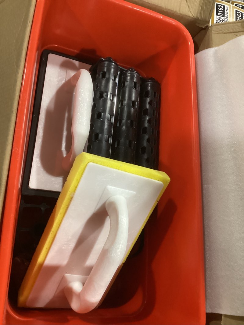 Condition photo showing Good Condition for lasnten 6 gallon grout cleaning system grouting bucket with 3 spiral rollers sponge and rubber trowel grout cleaner tool set for ceramic tile work, 6 gallon capacity