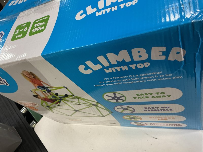 Condition photo showing Good Condition for eezy peezy climber with top - active indoor outdoor play set climbing dome equipment toys - fun for kids ages 3 to 6 years old, green and blue green/blue