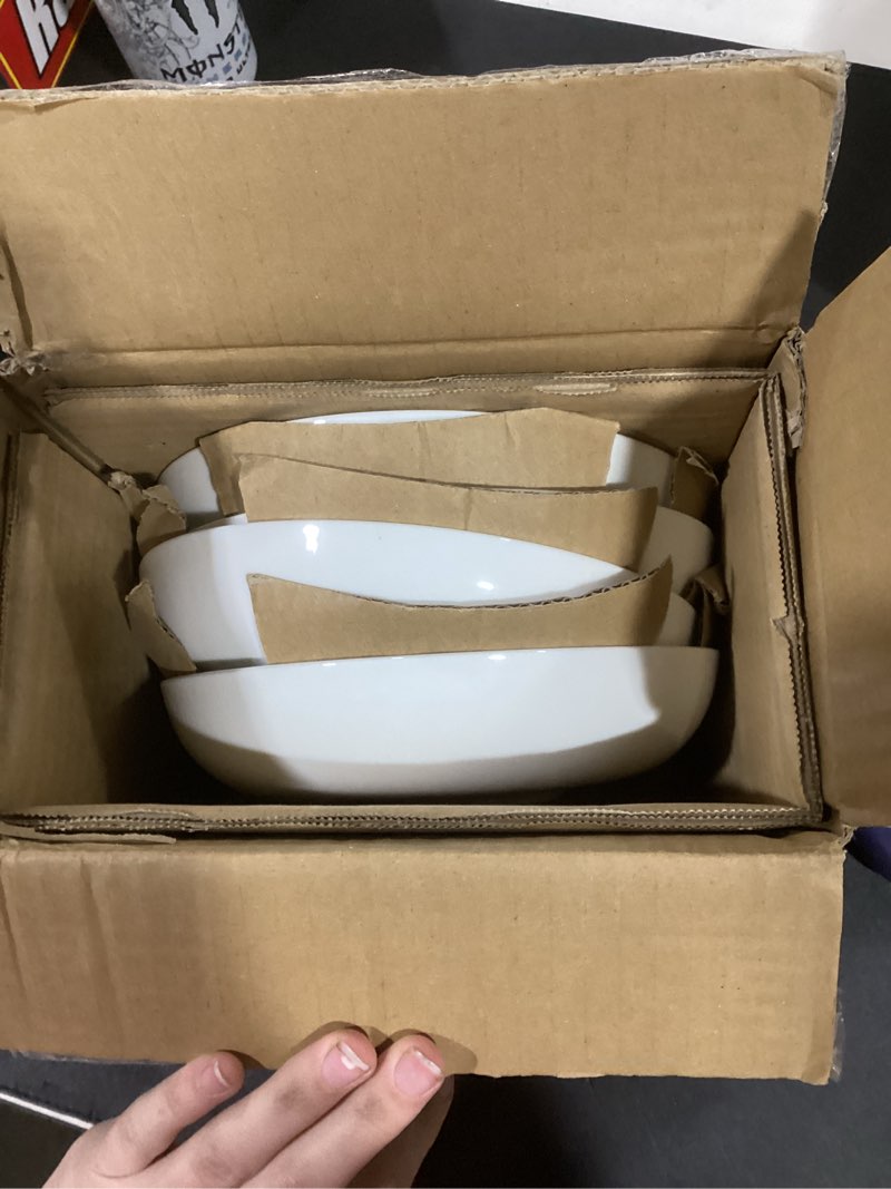 Condition photo showing As Is for Everyday White by Fitz and Floyd Nevaeh Pasta Bowl, Set of 4 Set of 4 White