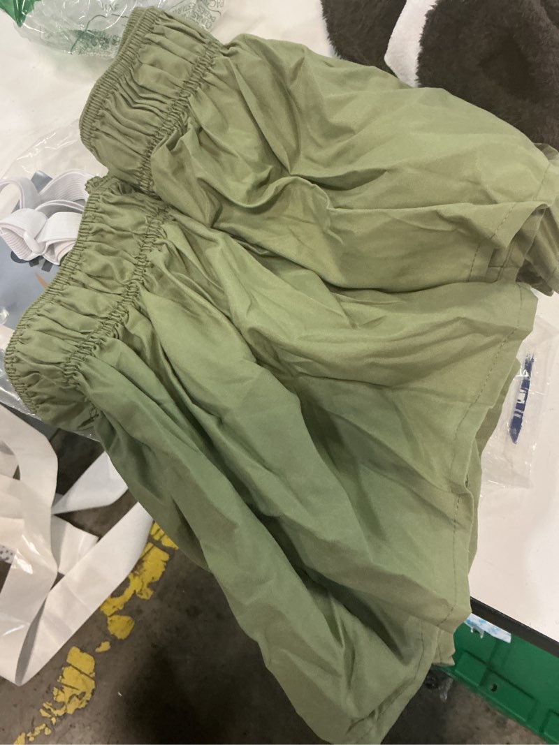 Condition photo showing Good Condition for wrap around dust ruffle bed skirt - sage green - for queen size beds with 12 inch drop - elastic strap - adjustable pleated bedskirt with brushed fabric and wrinkle free - for women, men, kids & teens queen 12" - drop 15 - sage green