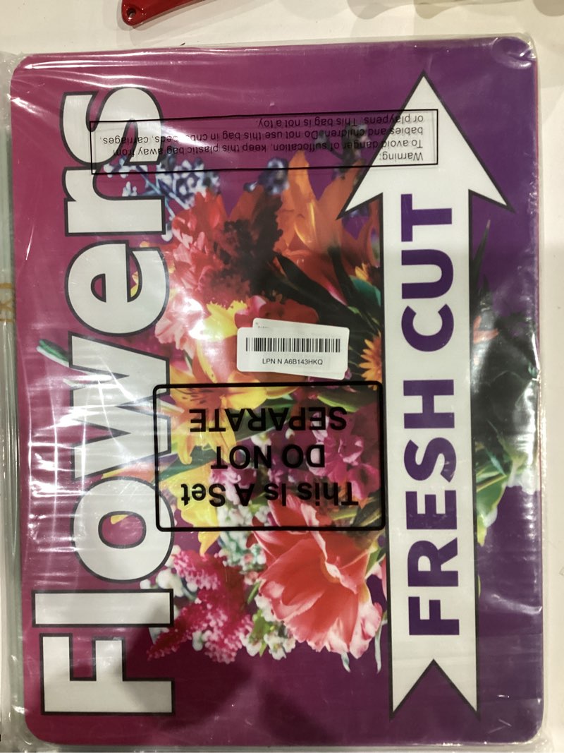 Condition photo showing New/Like New for pinkunn 3 pack 16 x 12 inch fresh cut flower yard signs with stakes double sided weatherproof garden signs for shops, markets events