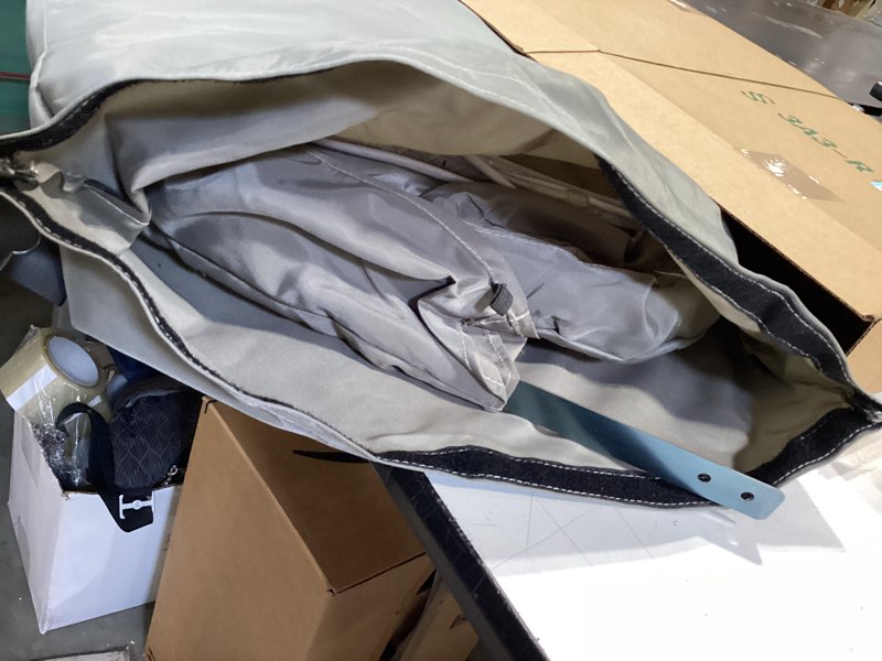 Condition photo showing Good Condition for miter saw dust hood with light, chop saw collector attachment with 4-inch dust collection port, comes with storage bag, bench miter saw dust collection solution
