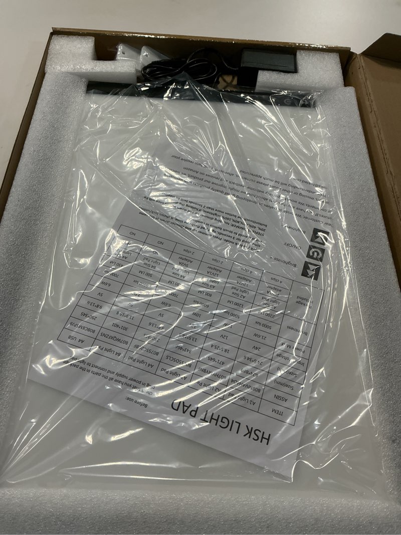 Condition photo showing Good Condition for HSK A3 Artist tracing Light Box Copy Table, 12V1A Adapter Power Dimmerable 6000 Lux Lock Button Artcraft Light Pad for Tatto Drawing, Sketching, Animation,Diamond Painting