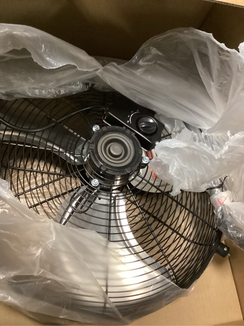 Condition photo showing Good Condition for iliving 20 inch heavy duty floor & wall mount fan - 5750 cfm high velocity, 120-watt, 3-speed, industrial cooling for garage, workshop, office, home - ul listed, black plug in 20-inch