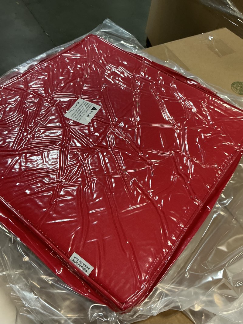 Condition photo showing Good Condition for outdoor chair cushions 19 x 19 inch waterproof patio chair cushions with tie 5 year color fastness thick outdoor seat cushion for garden lawn patio furniture burgundy red set of 2
