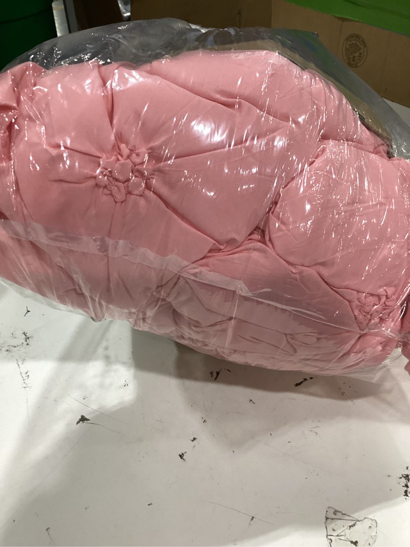Condition photo showing As Is for bedelite pink twin comforter set - 2 peices boho pintuck bedding comforter sets, lightweight soft & warm twin bedding sets with 1 pillowcase for all season pink twin(68"x 88")