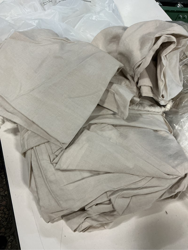 Condition photo showing As Is for quince european linen duvet cover set, of 3 king/cal king, sand