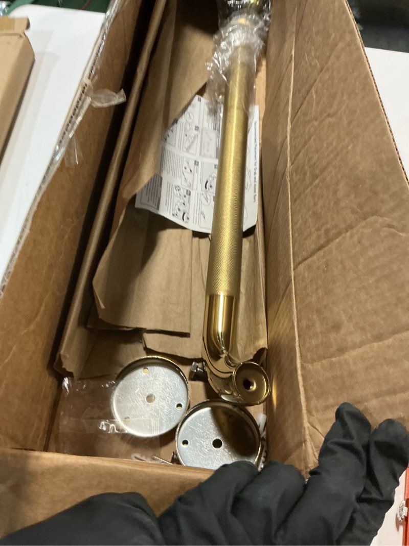 Condition photo showing As Is for Gold Shower Grab Bar 24 Inch, Zepolu Stainless Steel Anti-Slip Bathroom Grab Bar w/Knurled Grip, Golden Safety Balance Support Toilet Assist Handrail Textured Handle for Handicap Injury Elderly Senior 24 Inch Gold