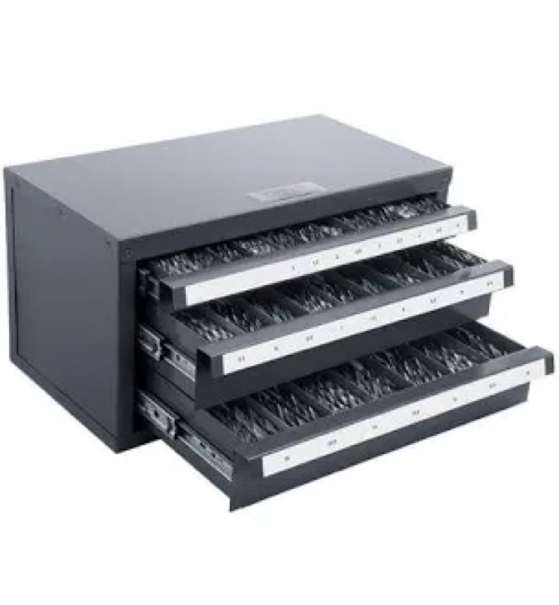 VEVOR Drill Bit Organizer - Three-Drawer Steel Cabinet for 1mm to 13mm, Labels, Stackable